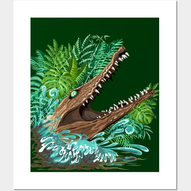 Crocodile Alligator Attack in the swamp Wall Art by BluedarkArt